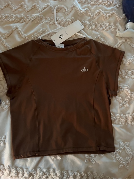 ALO Yoga Tops - ALO Yoga Brown Cropped Performance Tee